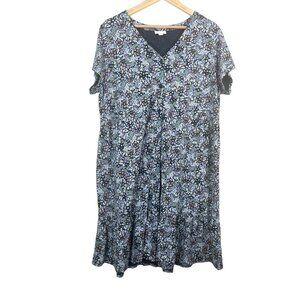 J.Jill Cotton blend jersey floral cottage core midi dress sz XL